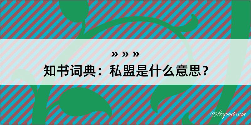 知书词典：私盟是什么意思？