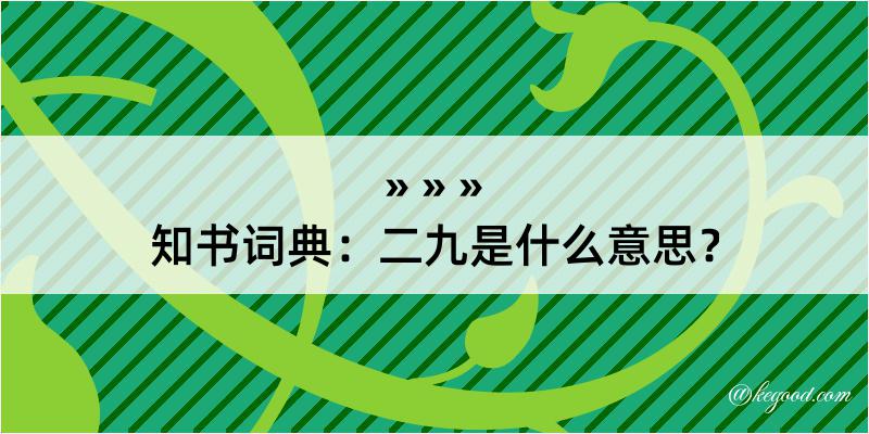 知书词典：二九是什么意思？