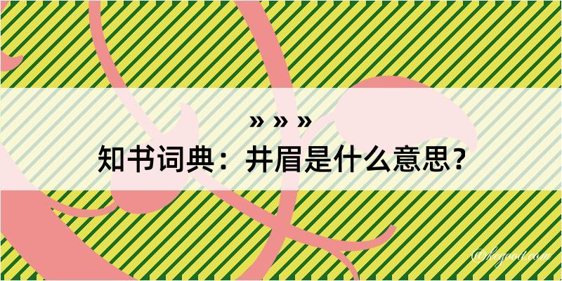 知书词典：井眉是什么意思？