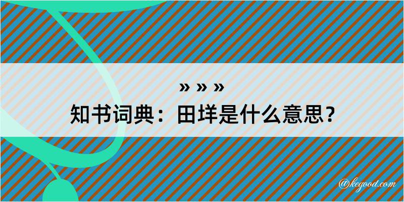 知书词典：田垟是什么意思？