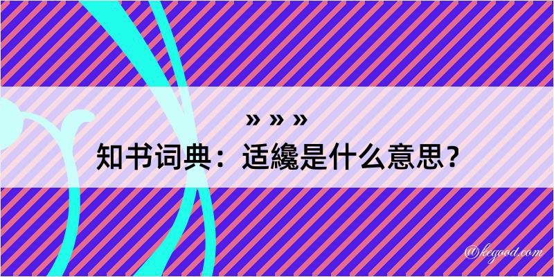 知书词典：适纔是什么意思？