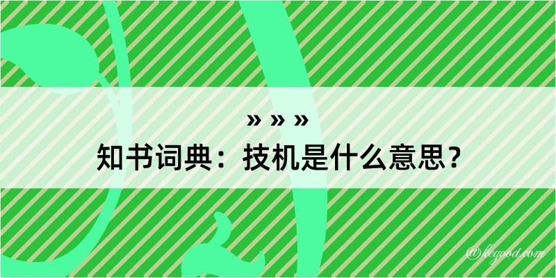 知书词典：技机是什么意思？