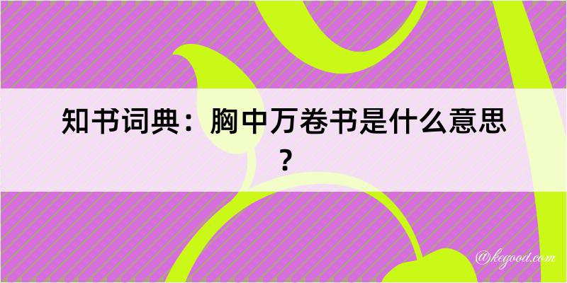 知书词典：胸中万卷书是什么意思？