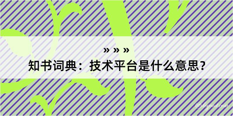 知书词典：技术平台是什么意思？