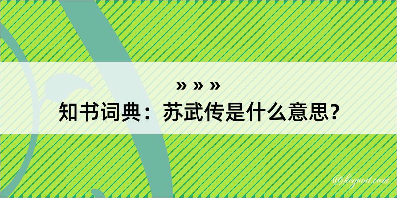 知书词典：苏武传是什么意思？