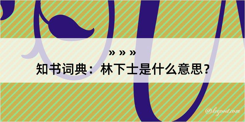 知书词典：林下士是什么意思？