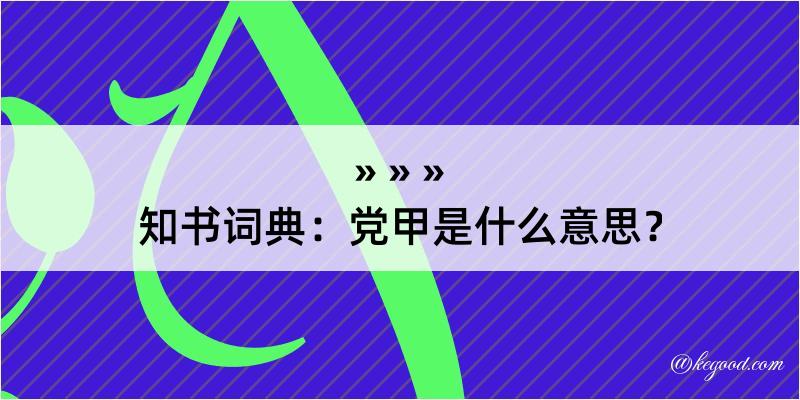 知书词典：党甲是什么意思？