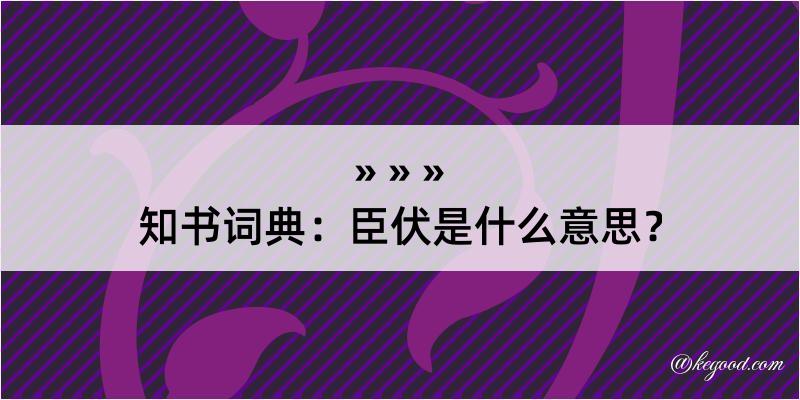 知书词典：臣伏是什么意思？