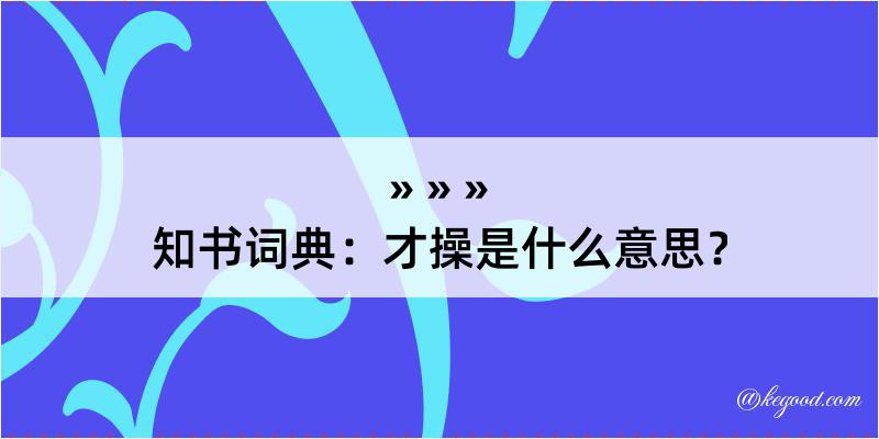 知书词典：才操是什么意思？