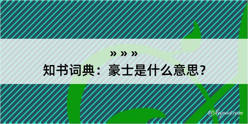 知书词典：豪士是什么意思？