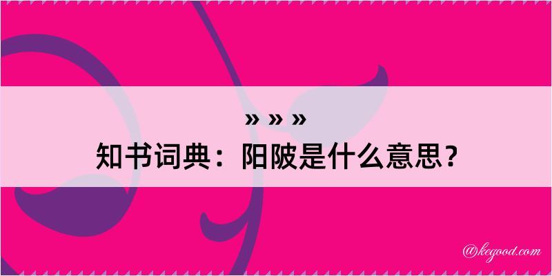 知书词典：阳陂是什么意思？