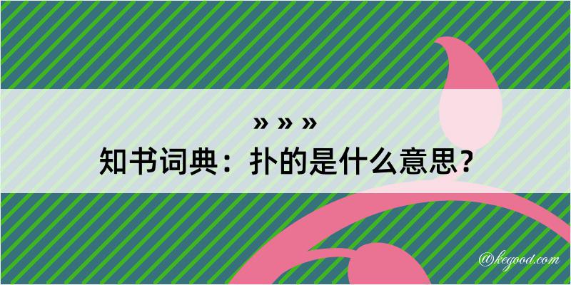 知书词典：扑的是什么意思？