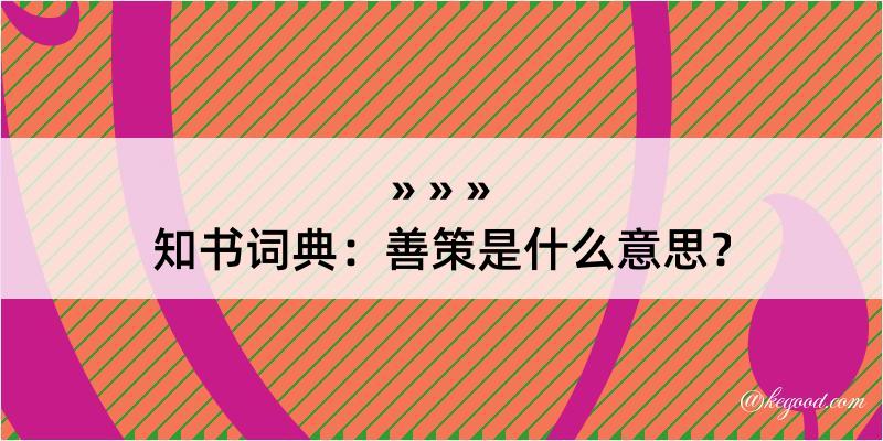 知书词典：善策是什么意思？