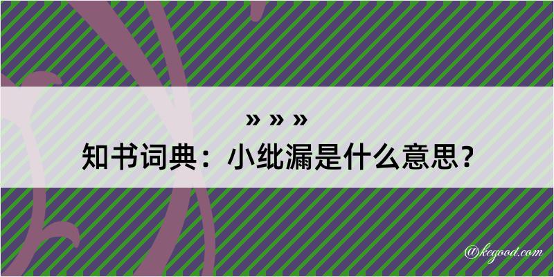 知书词典：小纰漏是什么意思？