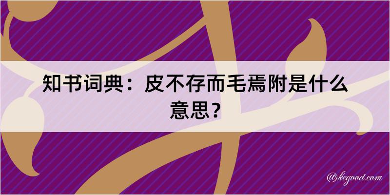 知书词典：皮不存而毛焉附是什么意思？