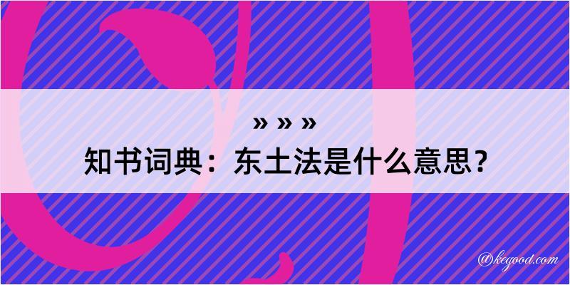 知书词典：东土法是什么意思？