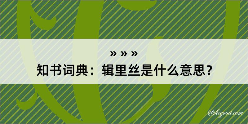 知书词典：辑里丝是什么意思？