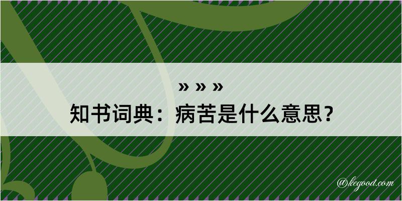 知书词典：病苦是什么意思？