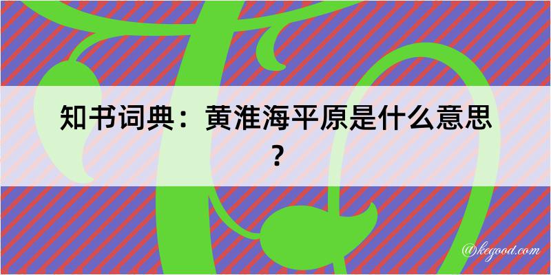 知书词典：黄淮海平原是什么意思？