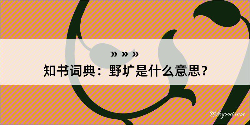 知书词典：野圹是什么意思？