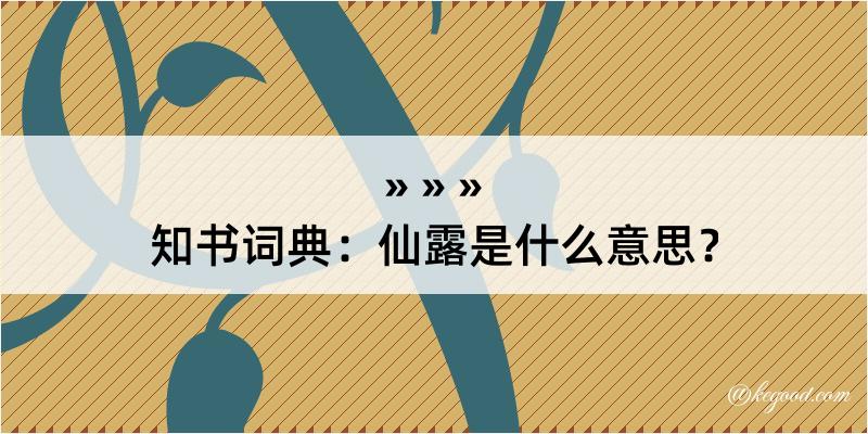 知书词典：仙露是什么意思？