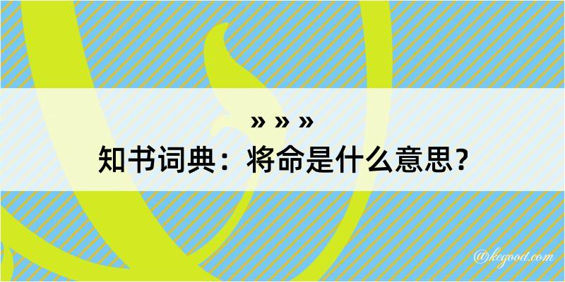 知书词典：将命是什么意思？