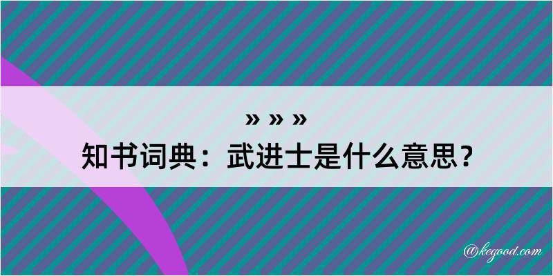 知书词典：武进士是什么意思？