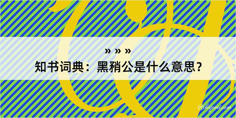 知书词典：黑矟公是什么意思？