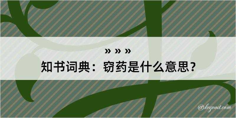 知书词典：窃药是什么意思？