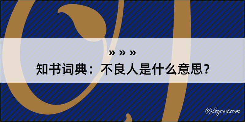 知书词典：不良人是什么意思？