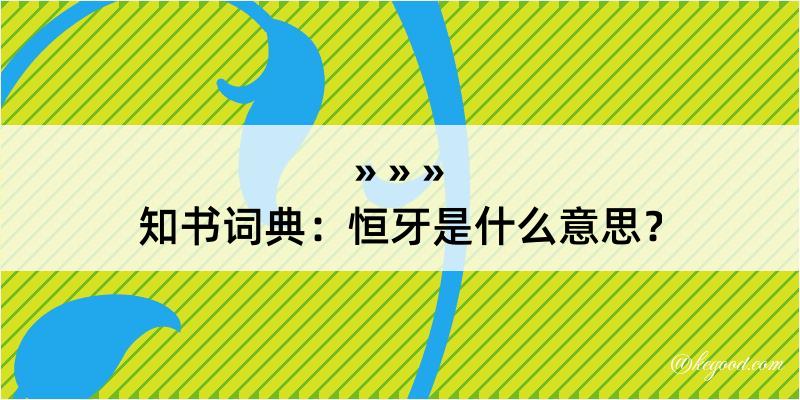 知书词典：恒牙是什么意思？