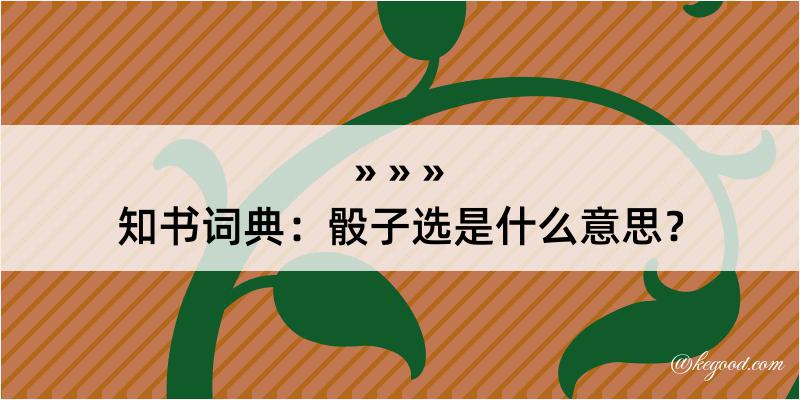 知书词典：骰子选是什么意思？