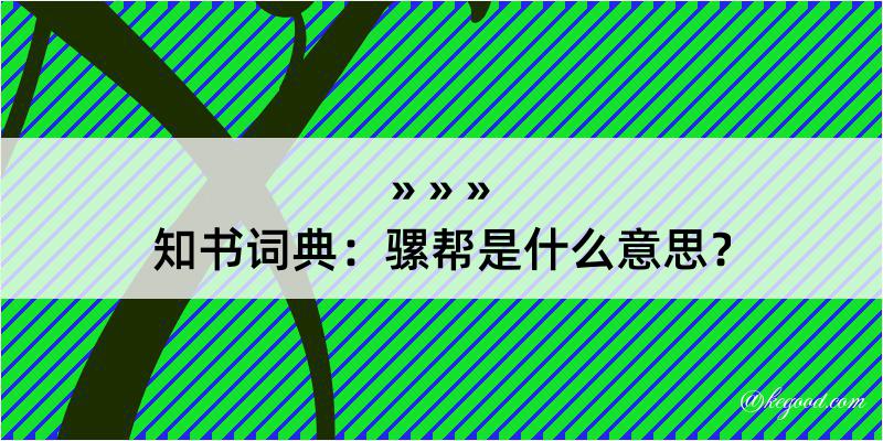 知书词典：骡帮是什么意思？