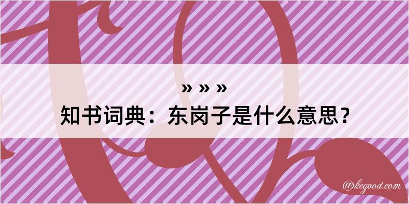 知书词典：东岗子是什么意思？