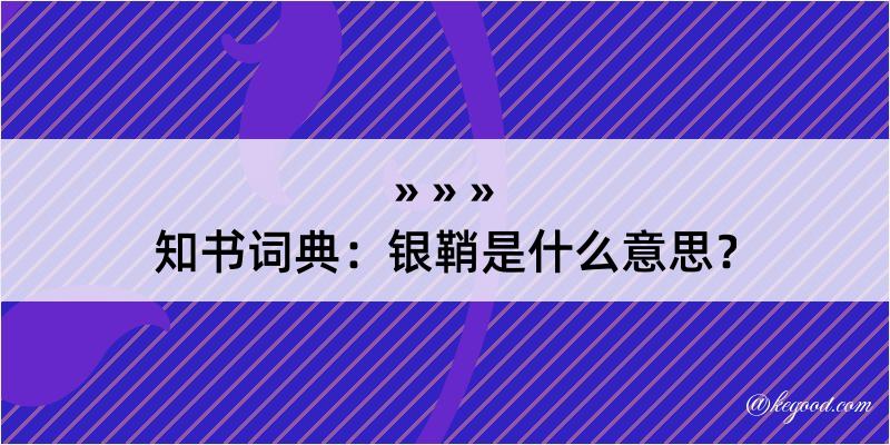 知书词典：银鞘是什么意思？