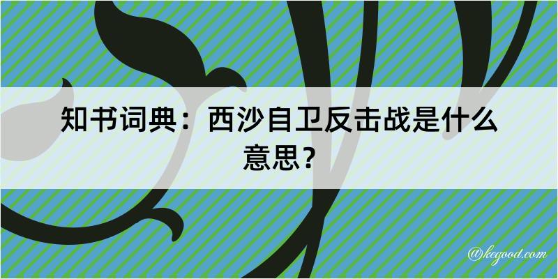 知书词典：西沙自卫反击战是什么意思？