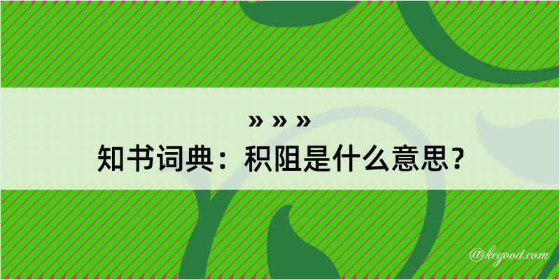 知书词典：积阻是什么意思？