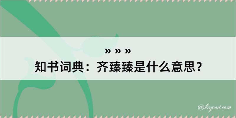 知书词典：齐臻臻是什么意思？