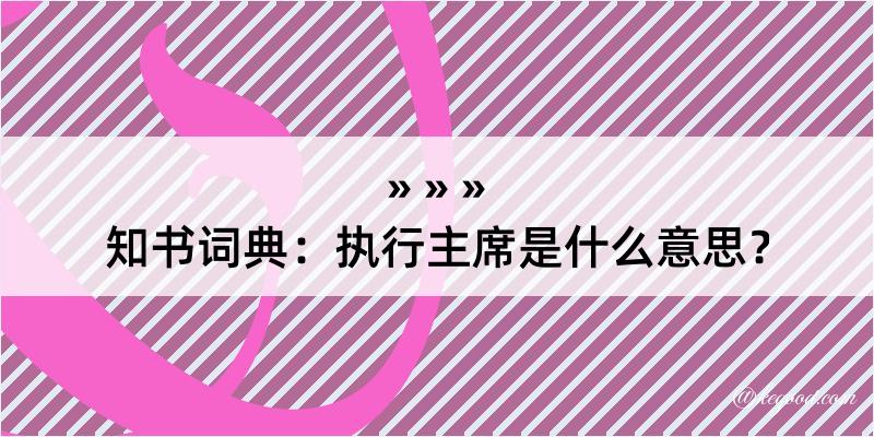 知书词典：执行主席是什么意思？