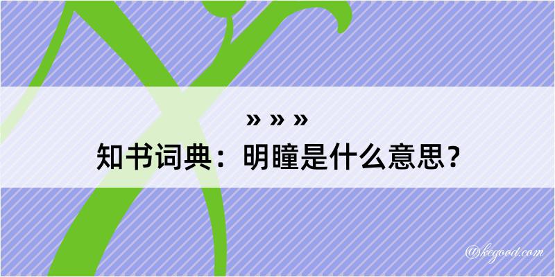 知书词典：明瞳是什么意思？