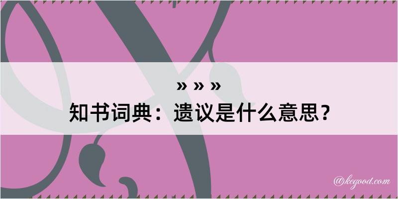 知书词典：遗议是什么意思？