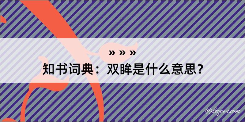 知书词典：双眸是什么意思？