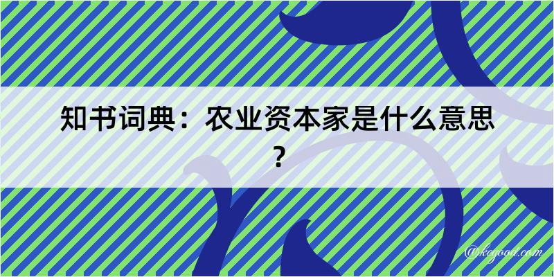 知书词典：农业资本家是什么意思？