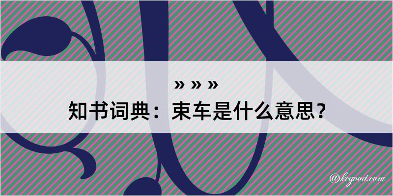 知书词典：束车是什么意思？