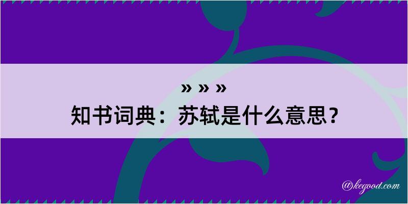 知书词典：苏轼是什么意思？