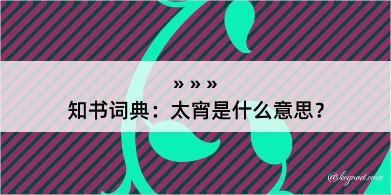 知书词典：太宵是什么意思？