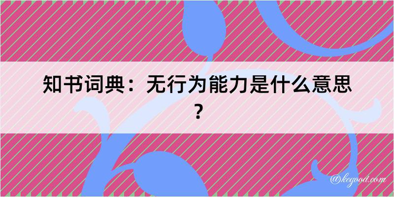 知书词典：无行为能力是什么意思？