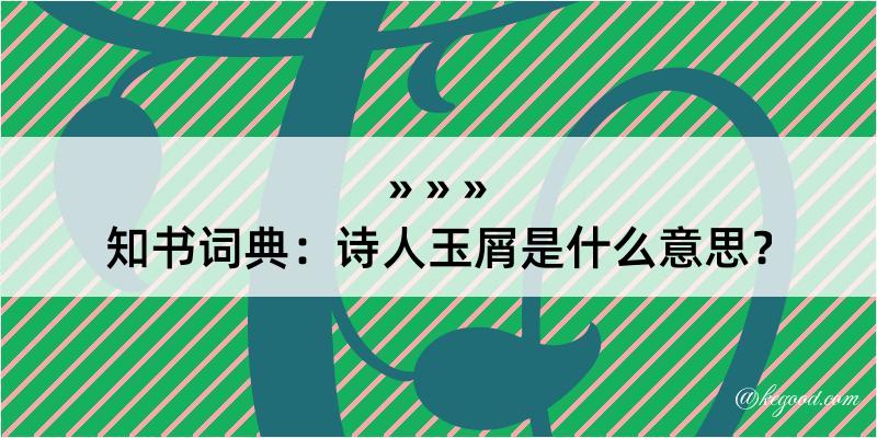 知书词典：诗人玉屑是什么意思？