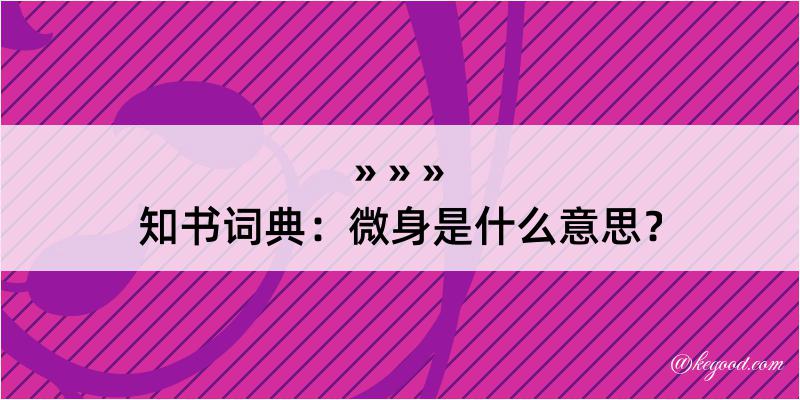 知书词典：微身是什么意思？