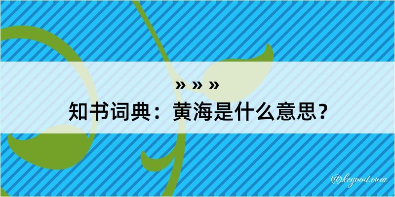 知书词典：黄海是什么意思？